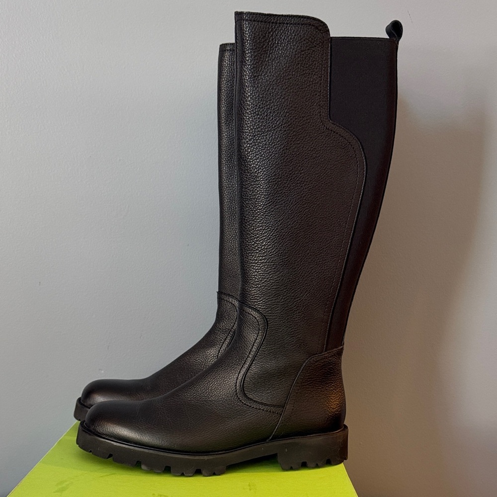 Black Leather Knee-High Boots Size 39 Pascucci 972 T Made in Italy Extra light